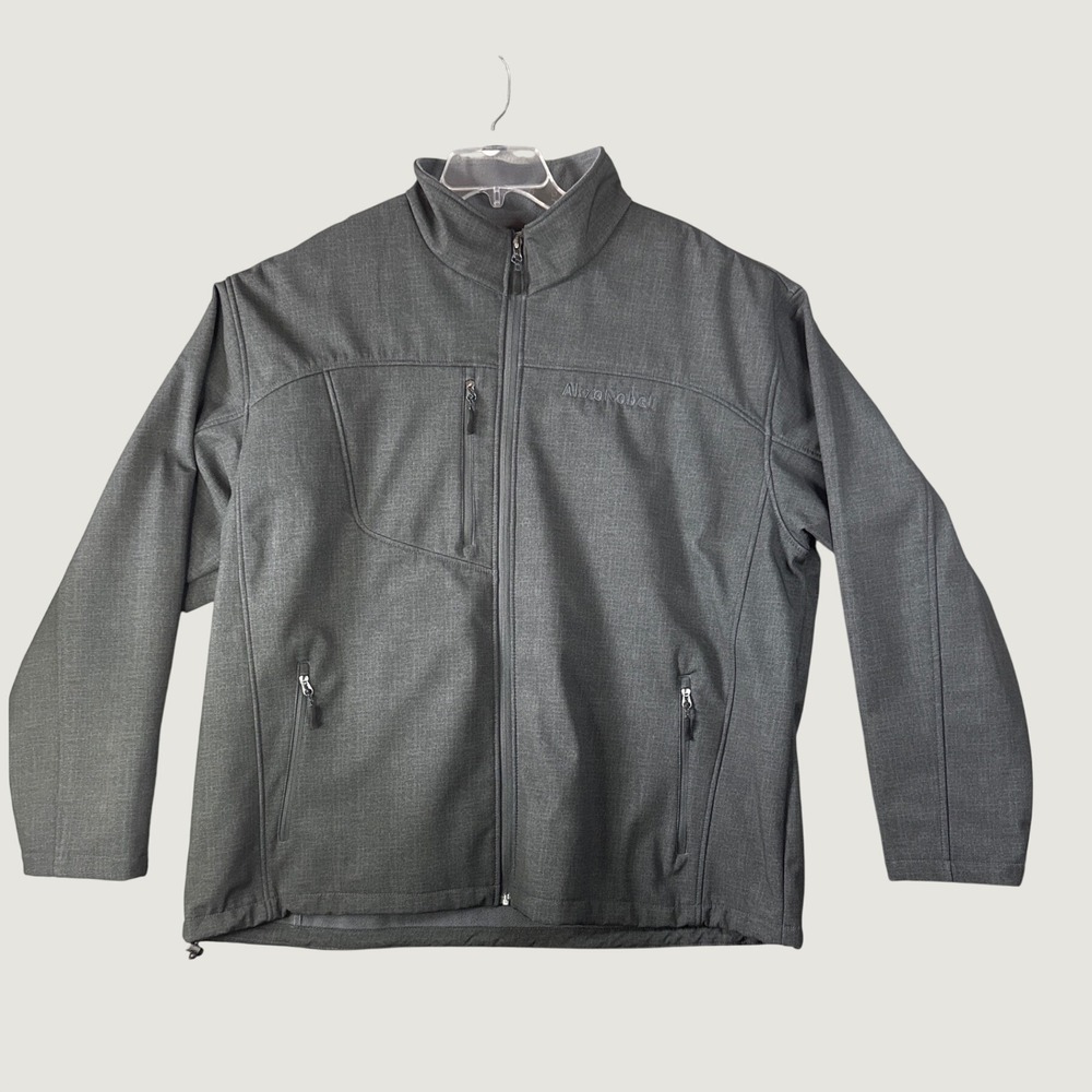 UltraClub Mens 3XL Softshell Jacket Gray AkzoNobel Logo Fleece Lined Full Zip